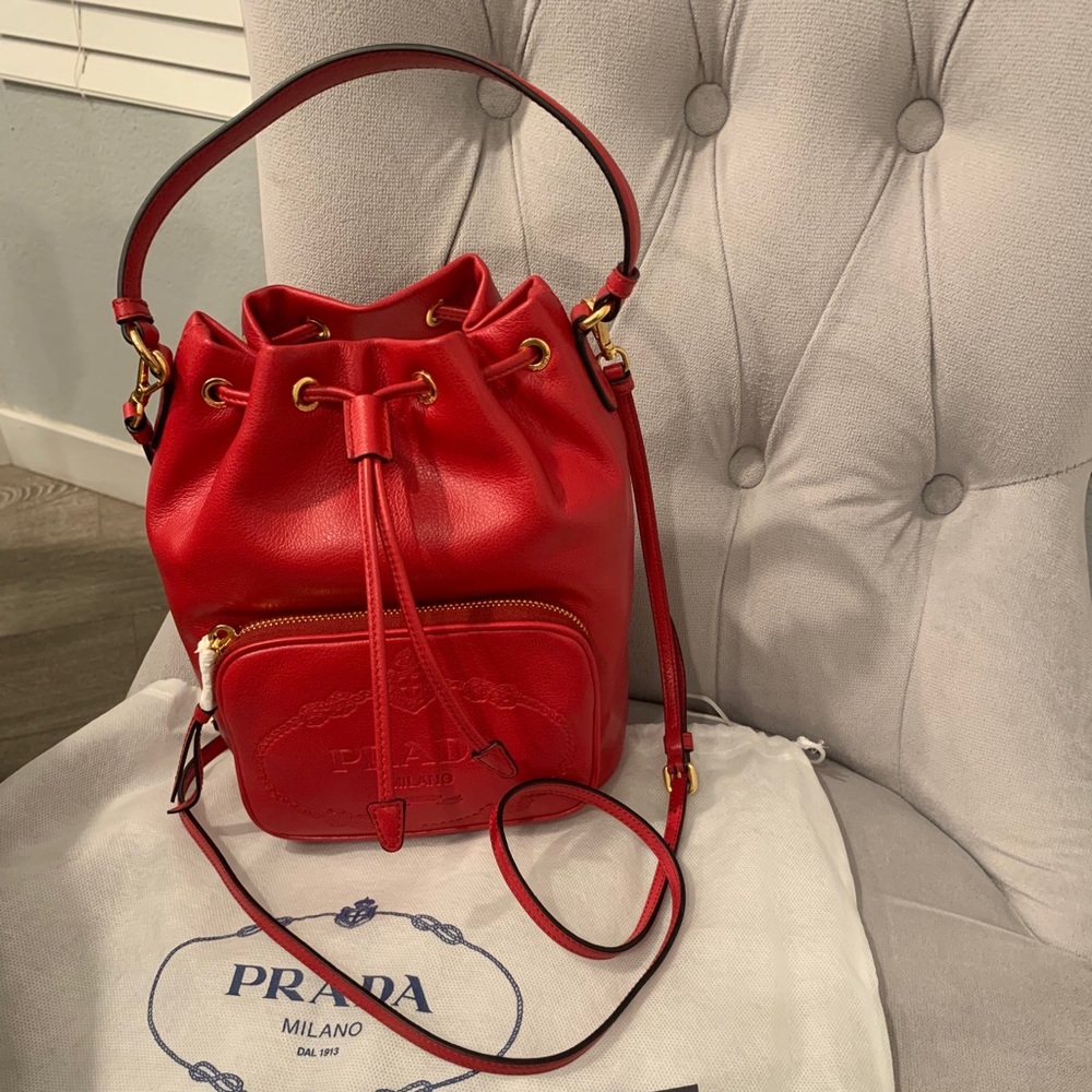 Prada red bucket bag - brand new